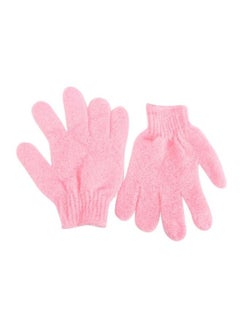 Buy Exfoliating Bath Gloves Pink 15x18.5x2centimeter in UAE