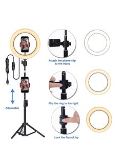 Buy 3200-5600K Dimmable Adjustable USB Powered Photography LED Ring Light Black in UAE
