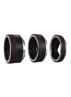 اشتري 3-Piece Auto Focus Extension Tube Rings For Canon EOS Lens Ring Ring 1 (3.1), Ring 2 (2.1), Ring 3 (1.3)cm Black/Red/Silver في السعودية