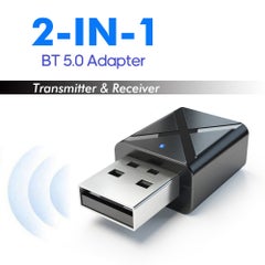 اشتري محول صوت وجهاز إرسال واستقبال 2 في 1 بمنفذ USB يعمل بالبلوتوث أسود في السعودية