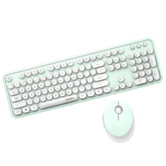 Buy Cordless Mechanical Round Cap Desktop Keyboard And Mouse Set White/Green in UAE