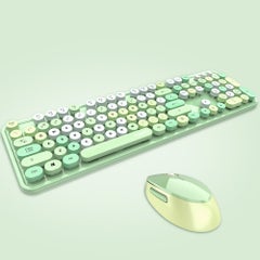 Buy Cordless Mechanical Round Cap Desktop Keyboard And Mouse Set Green in UAE