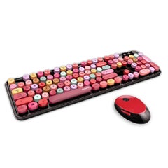 Buy Cordless Mechanical Round Cap Desktop Keyboard And Mouse Set Multicolour in UAE