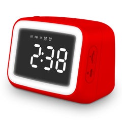 اشتري BT511 Mini Alarm Clock Portable Bluetooth Speaker 10.50*7.10*10.20سم أحمر في السعودية