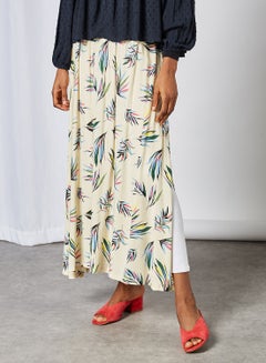 Buy All Over Print Maxi Skirt Tapioca/Multicolor Flowers in UAE