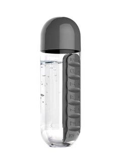 Buy Water Bottle With Built-In Daily Pill Box Organizer Grey 15cm in Saudi Arabia