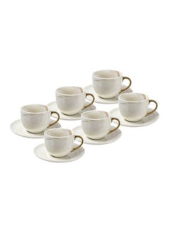 Buy 12-Piece Marble Cup And Saucer Set Marble-Gold in Saudi Arabia