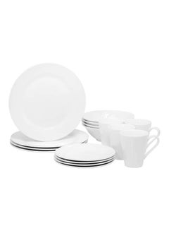 Buy 16-Piece Porcelain Dinner Set White Dinner Plates 4 x 10, Dessert Plates 4 x 7, Bowls 4 x 7, Mug 4 x 18inch in Saudi Arabia