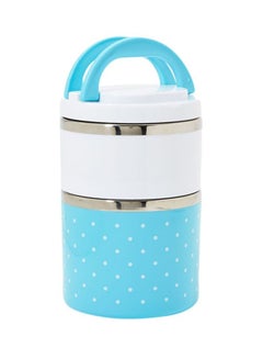 اشتري Double Layer Insulated Lunch Box أزرق وأبيض 11.50x11.50x18.50 سنتيمتر في الامارات