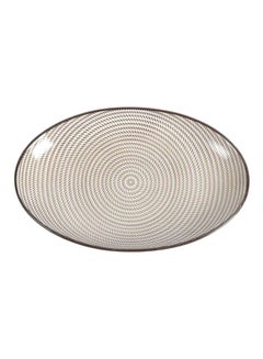 Buy Elliptical Dinner Plate Beige/White 12inch in Saudi Arabia