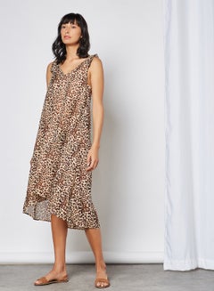 Buy Leopard Print Midi Dress Black in Saudi Arabia