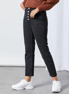 Buy High-Rise Mom Jeans Black in UAE