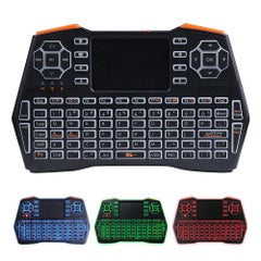 Buy 2.4G Mini Wireless Keyboard Air Mouse Three-color Backlight Keyboard With Touch Pad - English Black in Saudi Arabia