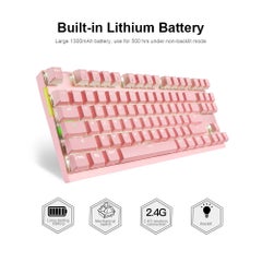 Buy Wireless Dual Mode Mechanical Keyboard With Blue Switch - English Pink in Saudi Arabia