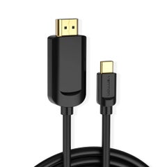 Buy Type-C To HDMI And USB-C Video Adapter Cable For Macbook TV Projector Black in Saudi Arabia