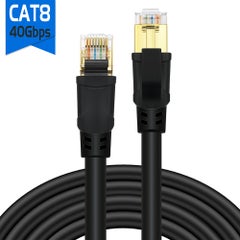Buy High Quality 2000MHz 40Gbps Fast Transmission Stability CAT8 Pure Copper Laptop Network Cable Black in Saudi Arabia