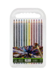اشتري طقم أقلام تلوين بلمعة مكون من 12 قطعة أخضر/أصفر/أزرق/أحمر في السعودية