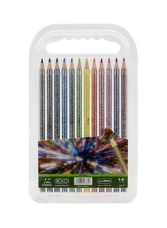 Buy 12-Piece Glitter Color Pencil Set Red/Yellow/Blue in Saudi Arabia