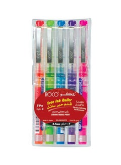 Buy 5-Piece Liquid Free Ink Roller Pen Set Multicolour in Saudi Arabia