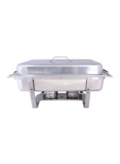 Buy Rectangular Chafing Dish With Double Pan Grey 22.5x11.5x14cm in UAE