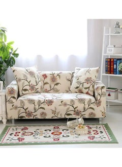 Buy Floral Design Sofa Slipcover Cream/Green/Red S in UAE