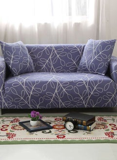 Buy Decorative Leaves Design Sofa Cover Purple/White 90x45cm in Saudi Arabia