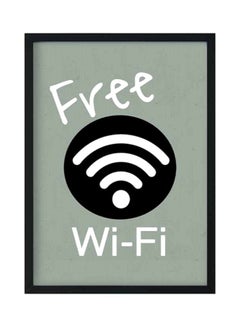 Buy Free Wi-Fi Printed Wooden Framed Wall Art Grey/White/Black 33x22x2centimeter in Saudi Arabia