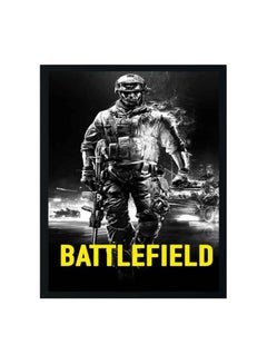 Buy Battlefield Printed Wooden Framed Wall Art Grey/Black/Yellow 33x22x2cm in Saudi Arabia