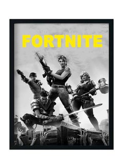 Buy Fortnite Printed Wooden Framed Wall Art Grey/Black/Yellow 33x22x2centimeter in Saudi Arabia