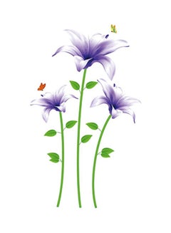 Buy Floral Wall Sticker Purple/Green 60x90centimeter in Saudi Arabia