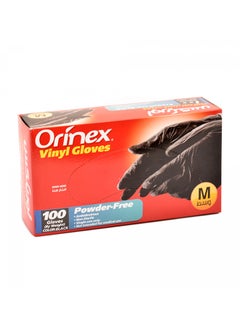 Buy 100-Piece Vinyl Gloves Black M in Saudi Arabia