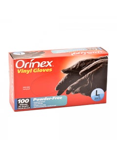 Buy 100-Piece Vinyl Gloves Black L in Saudi Arabia