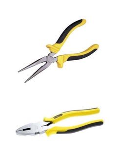 Buy Bundle Offer Universal Slip Joint Plier And Bimaterial Straight Long-Nosed Plier yellow in UAE