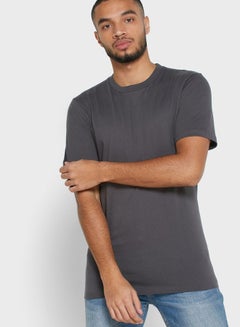 Buy Basic Crew Neck T-Shirt Grey in Saudi Arabia