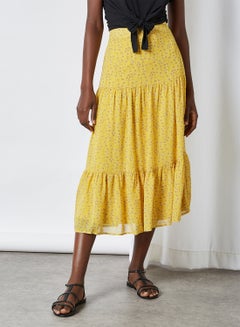 Buy Sunny Midi Skirt Misted Yellow Flowers in UAE