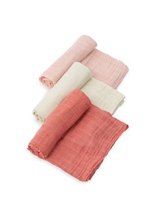 Buy Cotton Muslin Swaddle 3 Pack Set Rose Petal in UAE