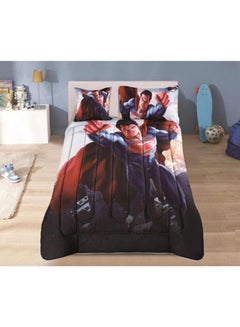 Buy 4-Piece Superman Printed Comforter Set Cotton Blue/White/Red Single in Saudi Arabia