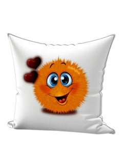 Buy Emoji Printed Decorative Throw Pillow White/Yellow/Red 40x40cm in UAE