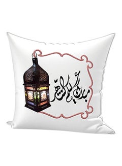 Buy Ramadan Lantern Printed Decorative Throw Pillow White/Brown/Pink 45x45cm in UAE