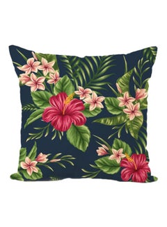 Buy Floral Printed Decorative Throw Pillowcase Linen Navy Blue/Green/Red in Saudi Arabia