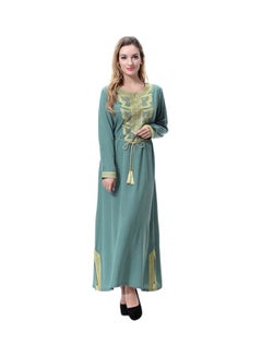 Buy Long Sleeves Wool Peach Dress Olive Green in Saudi Arabia