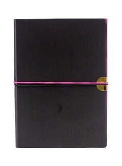 اشتري دفتر ملاحظات بغلاف صلب من الجلد الصناعي أسود/وردي في السعودية