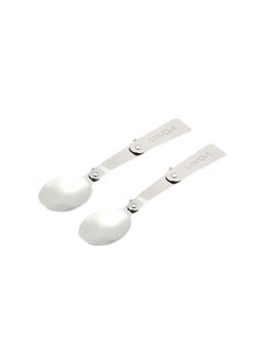 Buy 2-Piece Foldable Stainless Steel Spoon For Camping 16cm in Saudi Arabia
