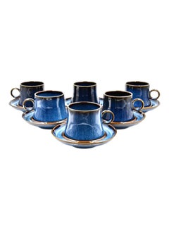 Buy 12-Piece Cup And Saucer Blue 230ml in Saudi Arabia