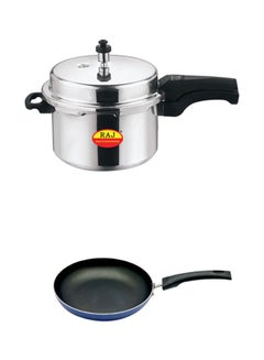 Buy 2-Piece Aluminium Pressure Cooker And Frying Pan Set Silver/Blue/Black Pressure Cooker (5 Liter),Frying Pan (26cm in UAE