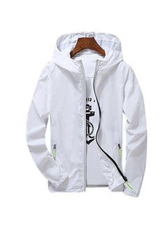 Buy Men/Women Waterproof Windbreaker Jacket white in UAE