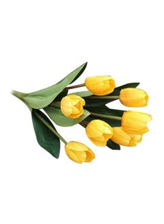 Buy 9 Heads Artificial Tulip Silk Flower Bouquet Yellow/Green 38centimeter in Egypt