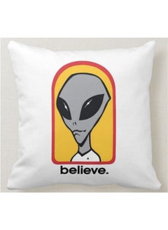 Buy Alien Believe Printed Decorative Pillow White 40x40cm in UAE