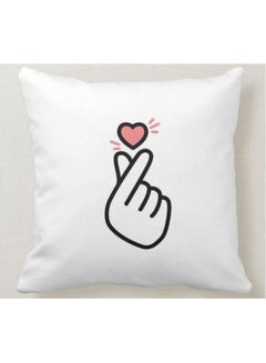 Buy Korean Heart Printed Decorative Pillow White 40x40centimeter in Saudi Arabia