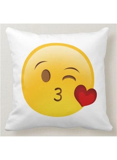 Buy Emoji Printed Decorative Pillow White 40x40cm in UAE